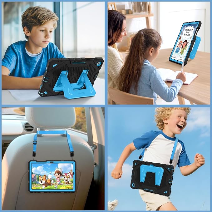 Fintie Kid-Friendly Case for Samsung Galaxy Tab A11+/A9+ 11'' Black | Rugged Shockproof Case Kickstand &amp Shoulder Strap Adjustable Stand 3-Layer Drop Protection for Learning &amp Travel