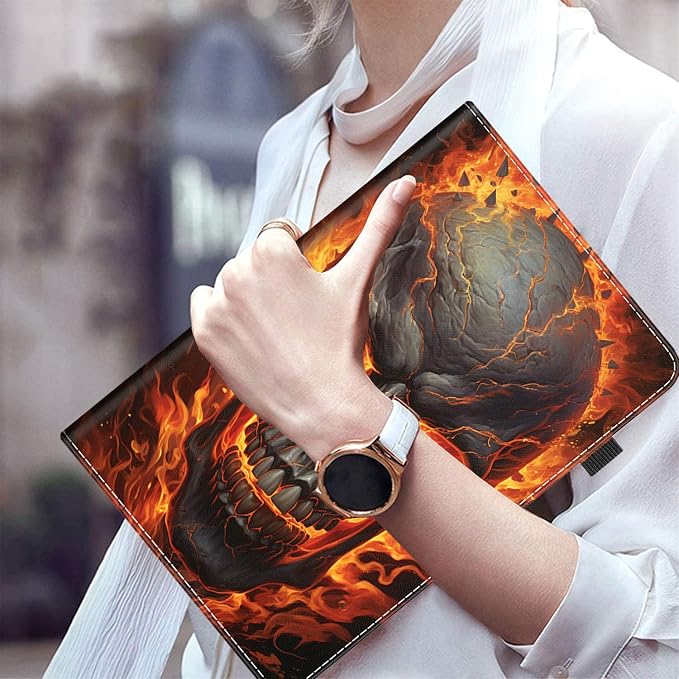 Case for All-New Amazon Fire HD 10 and 10 Plus Tablet (13th/11th Generation 2023/2021 Release) 10.1 Multi-Angle Smart Stand Cover Auto Sleep/Wake Skull and Fire