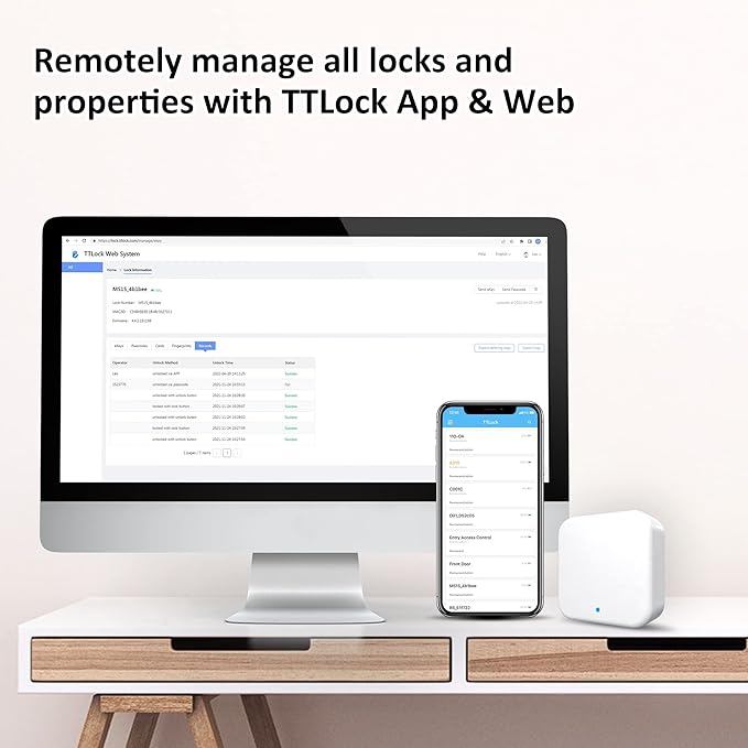 G2 Wifi Gateway Smart Lock for Voice Control, Wi-fi Bridge to TTLock App for Remote Control