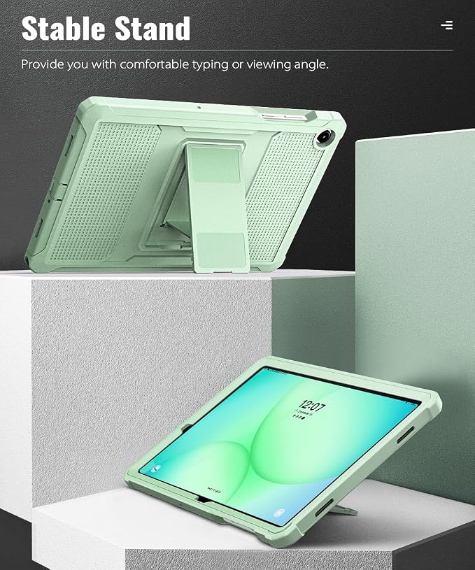 MoKo Shockproof Case Fit Samsung Galaxy Tab A11+ Plus/ A9+ 11 Inch | Full Body Rugged Stand Back Cover with Built-in Screen Protector for Galaxy Tab A11+/ A9+ Tablet Light Gray