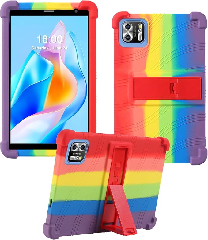 Case for PRITOM B8/PRITOM L8/VASOUN Tab8 Tablet 8 Inch- Soft Silicone Shock Proof Lightweight Stand Rubber Shell Protective CoverKids Friendly Soft Silicone Adjustable Stand CoverBlack