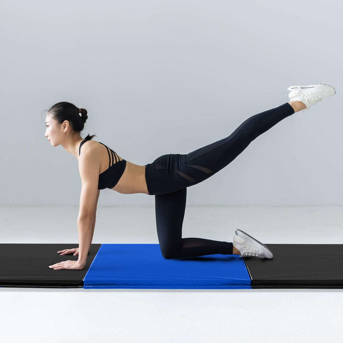 We Sell Mats 4 ft x 6 ft x 2 in Personal Fitness & Exercise Mat, Lightweight and Folds for Carrying, Black / Blue
