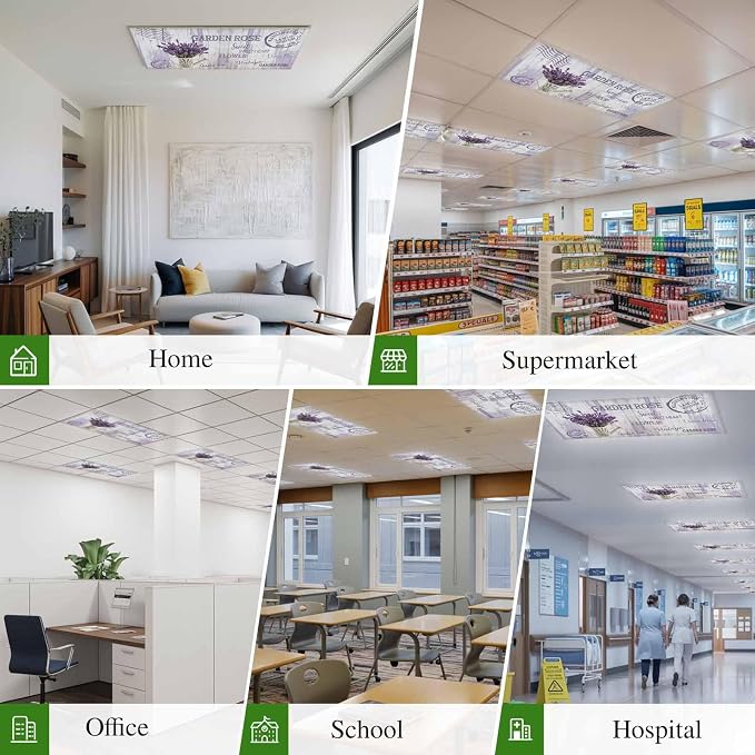 Fluorescent Light Covers for Ceiling Lights Lavender Flower Magnetic Light