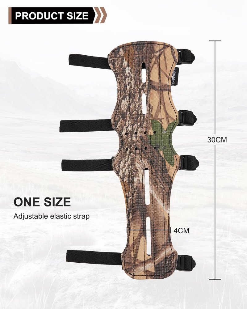 TOPARCHERY 12" Cow Leather Arm Guard Protector with 4 Adjustable Straps (Camouflage)
