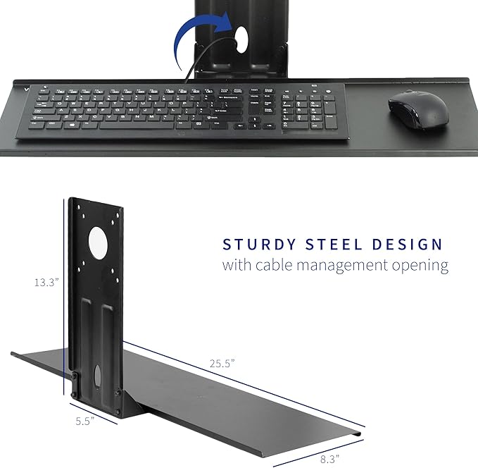 VIVO Computer Keyboard and Mouse Platform Tray VESA Mount Attachment 25.5 x 8 inch Surface (MOUNT-KB03)