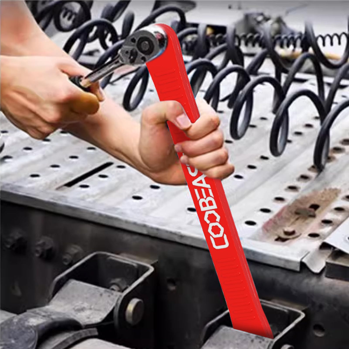 coobeast Red Offset Extension Wrench Impact Ready Socket Wrench Extender Tool with Versatile 1/4", 3/8", and 1/2" Square Drive Adapters, Universal Extensions Wrench for Small Place