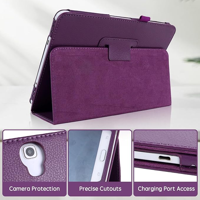 Slim Leather Case for Samsung Galaxy Tab A8 10.5 Inch 2022 (SM-X200 X205 X207) Multi-Angle Stand Full-Protective Tablet Cover Book Case with Stylus PenScreen Film (Black)