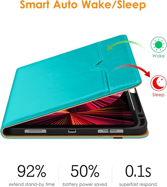DTTO Case for iPad Pro 11 Inch 4th / 3rd / 2nd / 1st Generation 2022/2021/2020/2018Premium PU Leather Folio Stand Cover with Hand Strap Auto Wake/SleepMultiple Viewing Angles Black