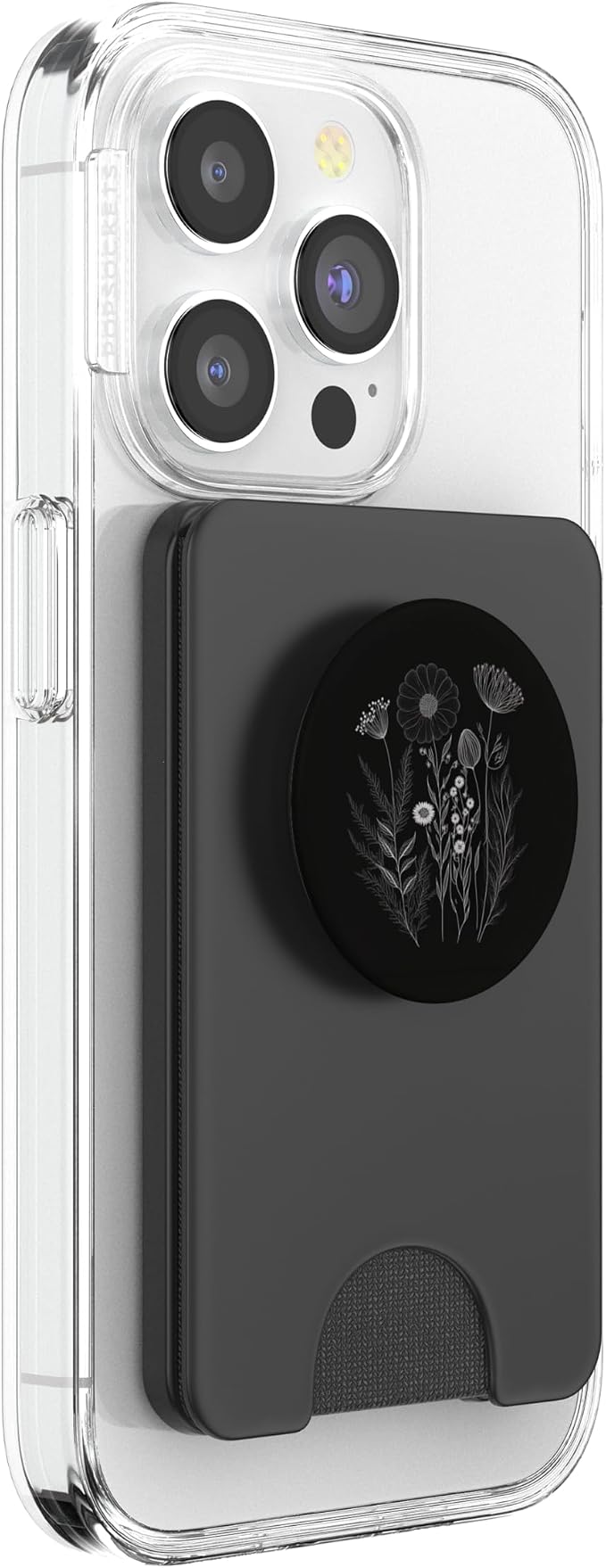 Wildflower Floral Flower Design Feminine Black PopSockets Adhesive PopGrip