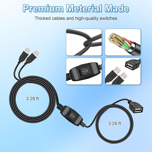 USB Splitter 1 in 2 Out Printer Cable Splitter for Two Computers Dual USB Male to Female Compatible Printer Scanner or Other Devices