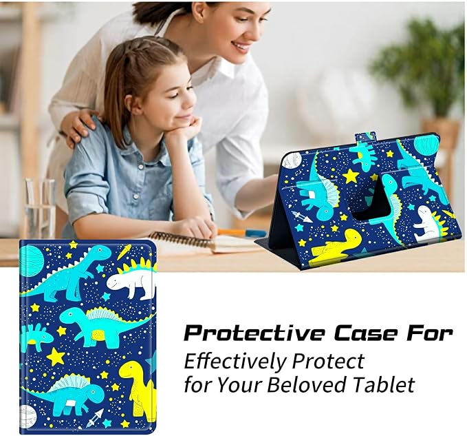 for Walmart Onn 10.1 2024 Onn 10.1 Gen 4 Universal Tablet Case 360 Degree Rotating Kickstand Protective Stand Case with Multiple Viewing PU Leather Shell Case Black Book Cat