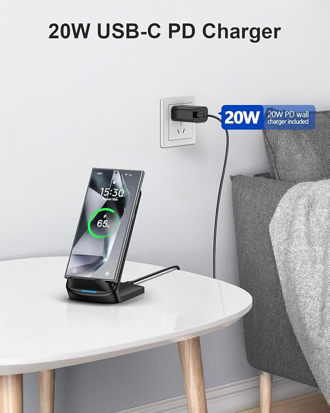 Wireless Charger PadNANAMI Fast Wireless Charging Stand &amp Charging Pad Set Compatible with iPhone 15/14/13/12/Pro Max/Mini/11/AirPods Pro for Samsung Galaxy S24/S23/S22/S21/S20/Note 20