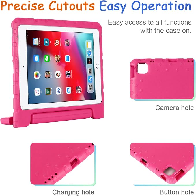 Kids Case for iPad Pro 11 M5/M4 &amp iPad Air 11 (2026/2025/2024) Shockproof Case with Pencil Holder Techcircle Light EVA Foam Handle Stand Bumper Protective Child Friendly Drop Proof Cover Black