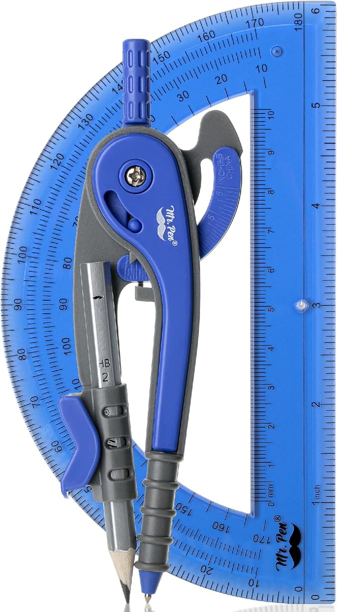 Mr. Pen- Compass and Protractor Set, Math Compass for Geometry and Drawing