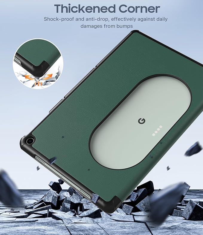 TiMOVO Case for Google Pixel 11 Inch 2023 Tablet Midnight Green | Slim PU Leather Trifold Stand Cover Compatible with Charging Speaker Dock