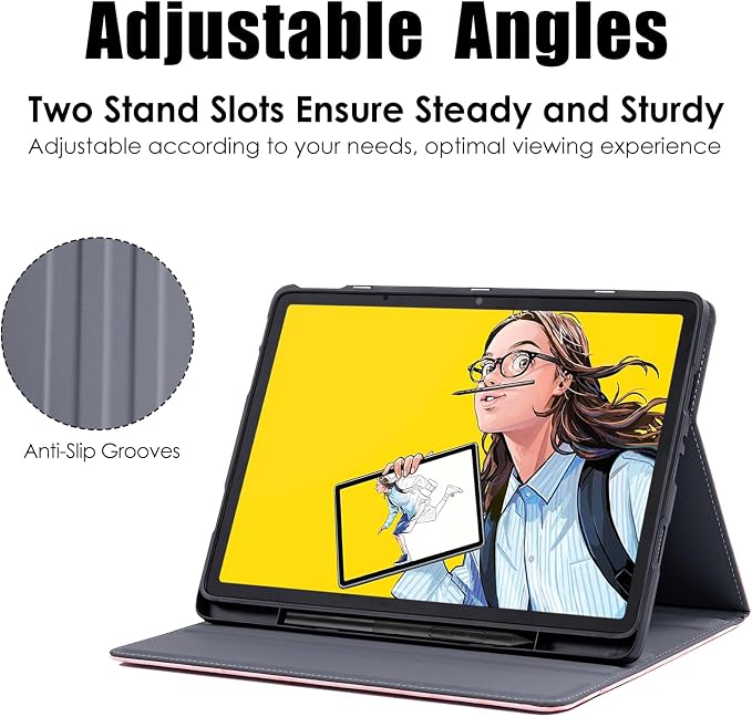Stand Case for Wacom Movinkpad 11 Tablet Black | PU Leather Protective Coverwith Pen Holder &amp Pocket/Hand Strap Multiple-angles Viewing StandSoft TPU Back Shell