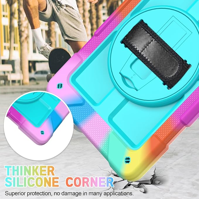 Case for Samsung Galaxy A11+ Plus/ A9 Plus 11 inch 2026/2023 with 360° Swivel Handle Strap Cover with Lanyard Black