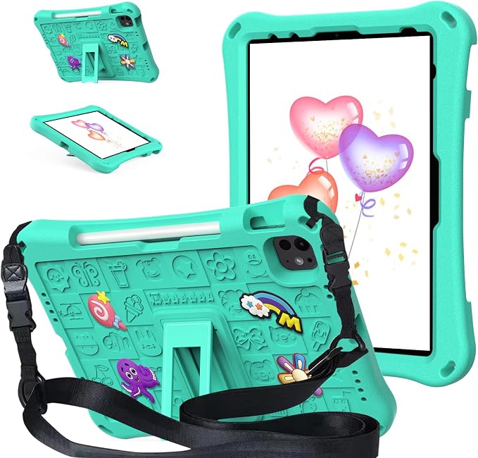 Case for iPad 10.2 Inch 2021/2020/2019/ iPad Pro 10.5 Inch/Air 3rd Gen (2019) Shoulder Strap Kickstand Children Friendly Anti-Scratch Shockproof Case Lightpurple