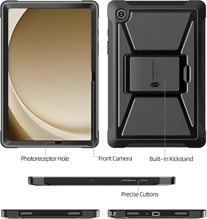 ZtotopCases for Samsung Galaxy Tab A11+ Plus 11 Inch 2025/ A9+ Plus 2023 Built-in Screen Protector/Kickstand/Full-Body Dual Layer Shockproof Protective Cover for Tablet A11+ 11'' Black