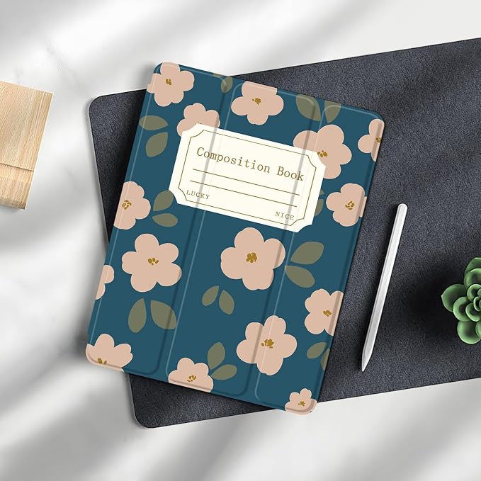 Case for iPad 6th / 5th Generation 9.7-inch iPad Air 2 /Air 1 | Smart Trifold Stand Shockproof Case with Pencil Holder Auto Wake/Sleep Cover Viewing &amp Typing Angles Black Flowers