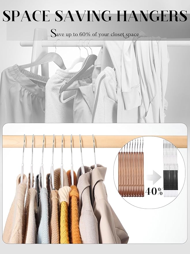 HOUSE DAY Quality Plastic Hangers 30 Pack, Non Slip Plastic Clothes Hangers White, Ultra Thin Hangers with 360° Swivel Hook, Heavy Duty Coat Hanger Space Saving, Ideal for Suits, Shirts, Pants