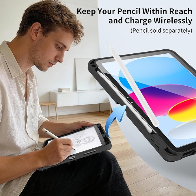Case for iPad Air 11-inch (M4 2026/ M3 2025/ M2 2024) &amp 10.9-inch (5th/ 4th Gen) 2022/2020Dual Metal Foldable Stand Any Angle Support with Pencil Holder (Black)