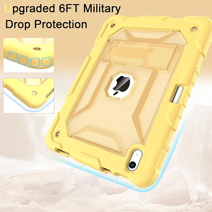 TIMISM Case for iPad 10th Generation 2022 iPad (A16) 11 Inch 2025 with Pencil Holder &amp Kickstand Translucent Hard PC Back Cover Heavy Duty Shockproof Protective Case for iPad 11/10 Clear Blue
