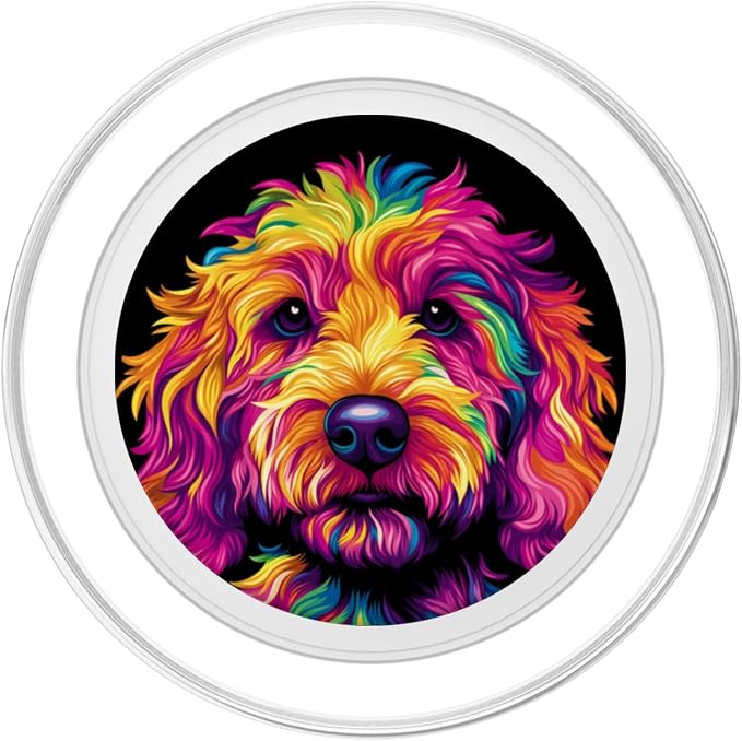 Colorful Goldendoodle Face Golden Doodle Dog Lover Black PopSockets PopGrip for MagSafe
