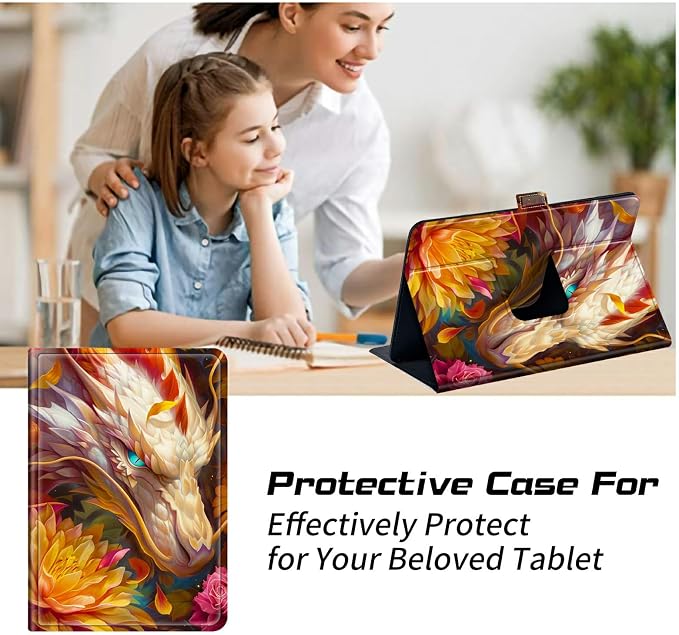 for Walmart Onn 10.1 2024 Onn 10.1 Gen 4 Universal Tablet Case 360 Degree Rotating Kickstand Protective Stand Case with Multiple Viewing PU Leather Shell Case Black Book Cat