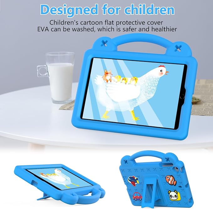 Kids Case for TCL Tab 8 LE 8.0 Inch (9137W/9132X) Full Body Protective Light Weight EVA Folding Handle Stand Shoulder Strap for TCL Tab 8 WiFi/TAB 8 LE/TAB 8 Plus LightBlue
