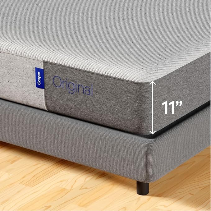 Casper Sleep Original Foam, Memory Foam Mattress, Full Size - Medium Firm Bed in a Box with Zoned SupportTM - 100-Night Trial - 10 Year Warranty - CertiPUR-US® Mattress, Light Grey