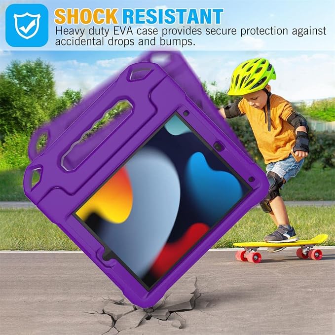 SUPLIK Kids Case for iPad 9th/8th/7th Generation -10.2 inch 2021/2020/2019 Built with Screen Protector Durable Shockproof Handle Stand Case for Apple iPad Gen 9/8/7 Black