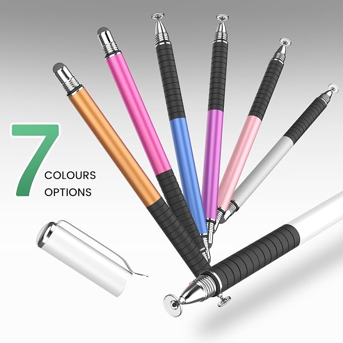 MEKO Stylus Pen for Touchscreen 2-in-1 Universal Stylus 6Pcs | MEKO 1st Gen Stylus Fiber &amp Disc Tips High Precision Work for iPad iPhone Android Tablets All Touch Screens-Black