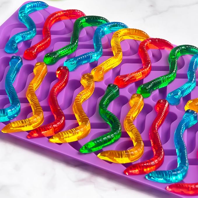 HKUCFTT Large Gummy Bear and Worm Molds, Silicone Candy Molds, 4 Pack