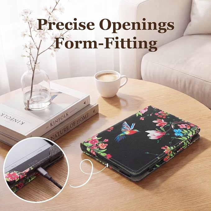 Fancity Case for Kindle Paperwhite 7/6.8 12th/11th Generation 2025 2024 | PU Leather Case with Auto Wake/Sleep Hand Strap for Kindle Paperwhite/Colorsoft Signature Edition 2021 Monet's Garden