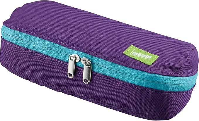 Kokuyo Shellbro Pen Case, Shell-shaped structure, Big Capacity Pencil Case, Large Pencil Pouch, Stationery Pen Bag, Purple x Emerald Green, Japan Import (F-VBF190-4)