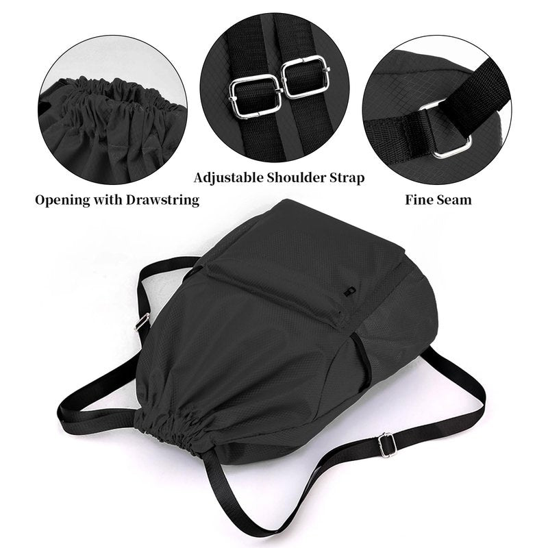 ZAYOKO Drawstring Backpack Waterproof Gym String Bag for Women Men, Pull String Sport Soccer Basketball Bags