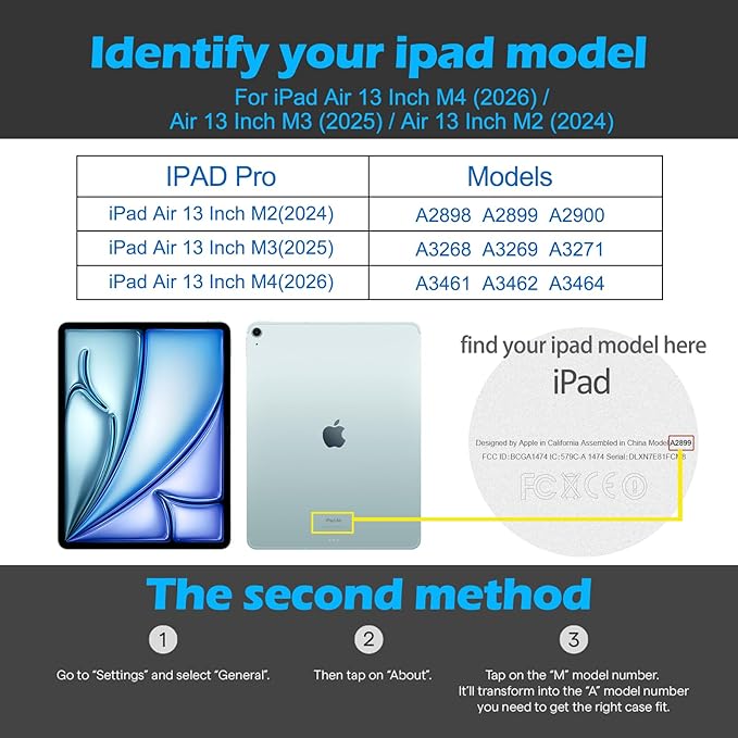 Genuine Leather Case for iPad 11th Gen 11/10th Gen 10.9 Black | Pencil Holder Adjustable Stand Auto Wake/Sleep Shockproof