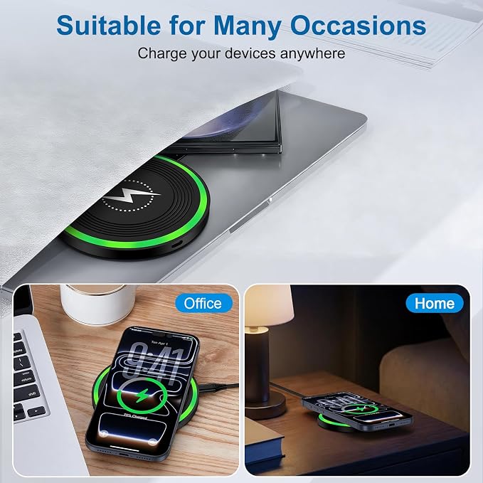 15W Wireless Charger Fast Charging Pad with Adapter for Samsung Galaxy S26 | Android Phone Charger Wireless Charging Station Mat for Galaxy S25 FE S24+ Z Flip7 Google Pixel 10 Pro Fold/10 Pro/9 Pro/9