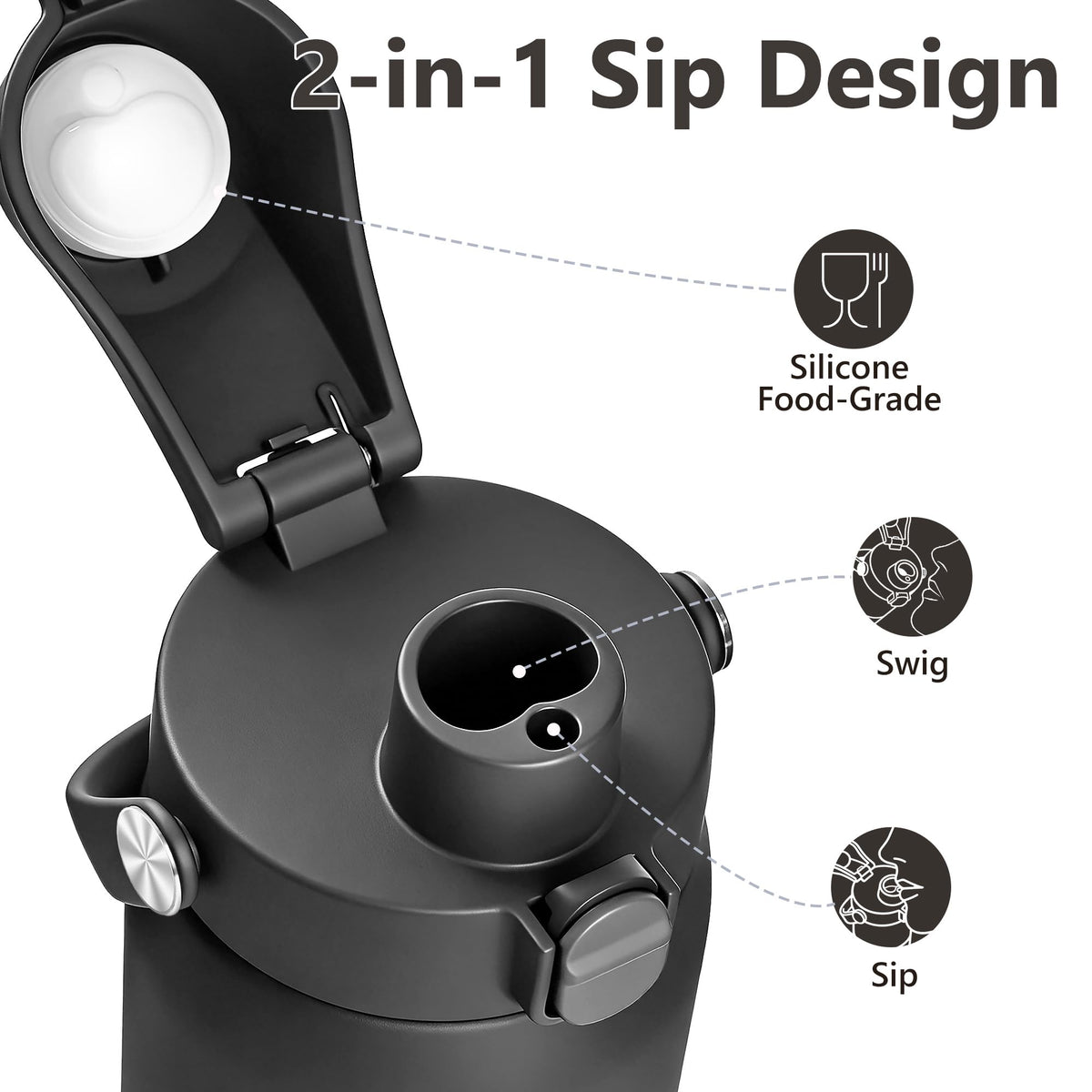 2 IN 1 Replacement Lid for Owala Freesip, UPGRADE Handle