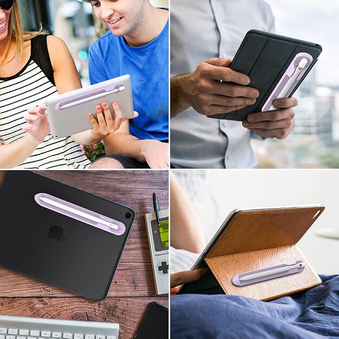 AHASTYLE Removable iPencil Holder [Magnetic Attach] Strong Adhesive Holder Sticker Silicone for Apple Pencil 1st &amp 2nd Generation (Black) | [Magnetic Attach] Strong Adhesive Holder Sticker for iPa
