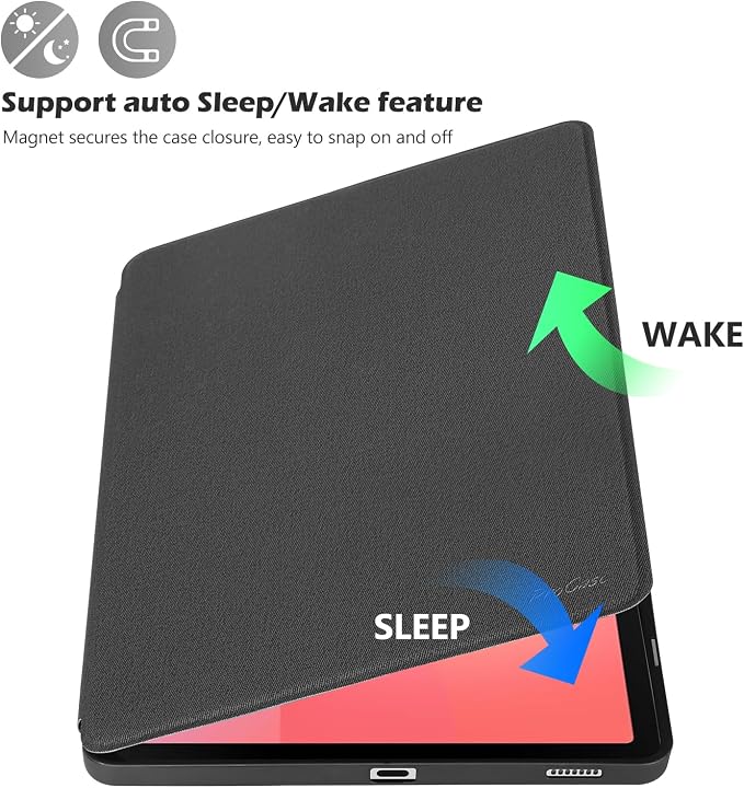 ProCase Slim Stand Case for Galaxy Tab S10 FE / S9 FE 10.9 Black | Fits Galaxy Tab S10 FE / S9 FE 10.9 (SM-X520 / SM-X510) Built-In S Pen Holder Case Features Trifold Stand