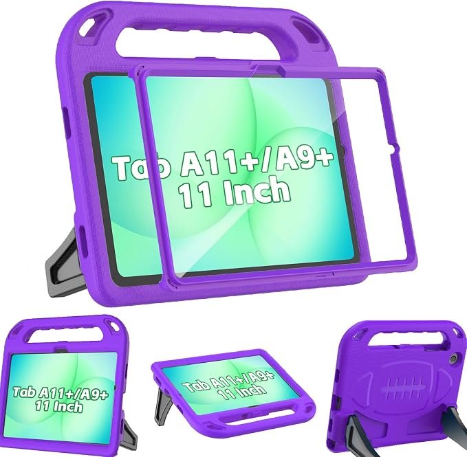BMOUO Kids Case for Samsung Galaxy Tab A11+ Plus 11” 2026/A9+ Plus 2023 11 inch Tablet with Screen Protector Shockproof Lightweight Stand Handle Galaxy Tab A11 Plus/A9 Plus Case for Kids Black