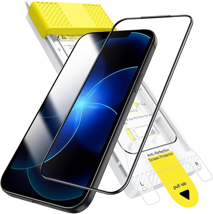 JETech Infinity AR Screen Protector for iPhone 17 Pro AR Anti-Reflective Coating 9H+ 3D Full Coverage Tempered Glass Military-Grade Shatterproof Smudge-Resistant Easy Install 1-Pack