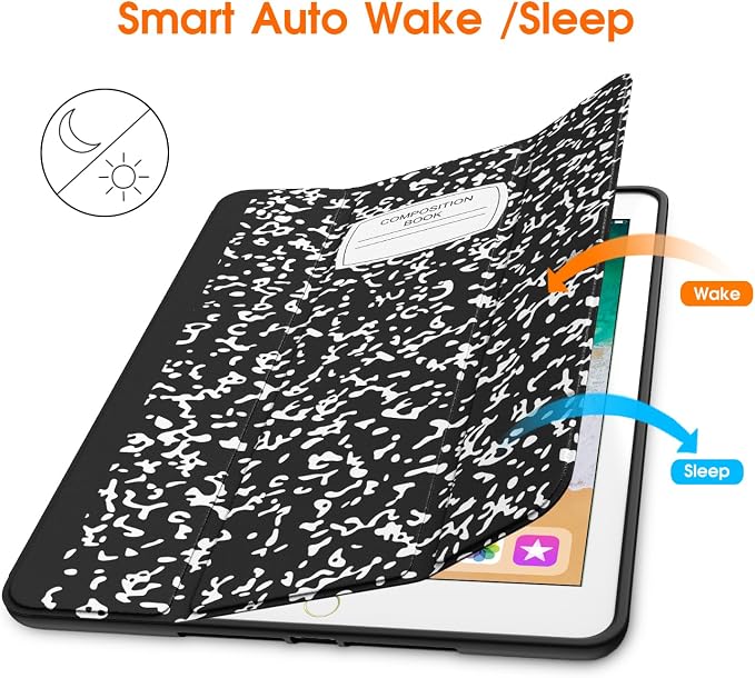 Soke Case Fits for iPad 6th/5th Generation with Pencil Holder - [Full Body Protection + Auto Wake/Sleep] Shockproof Soft TPU Back Cover for Apple iPad 9.7 inch 2018/2017 Black