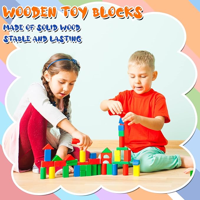 Deekin 70 Pcs Wood Geometric Solid Mini 3D Shapes Wooden Block Bulk for Teaching Classroom Manipulatives Elementary Shape Block for Toddler Kid Geometry Math Kindergarten Preschool Learning (Geometry)