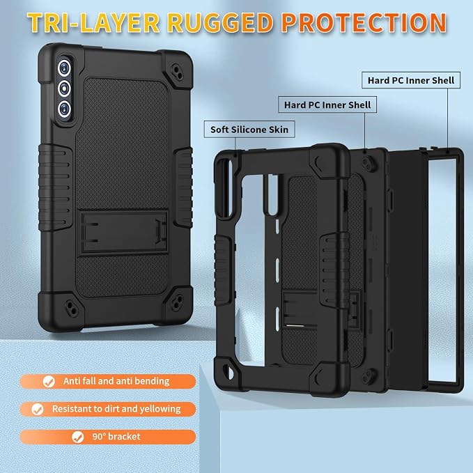 Case for KADYBE D106 Tabletfor MEIZE D106 Tablet CaseShockproof Hybrid Case with Shoulder Strap for VOZIZOV D106 Android 14/KADYBE D106/MEIZE D106/FEONAL 10.1 inch 2024 Tablet (Black)