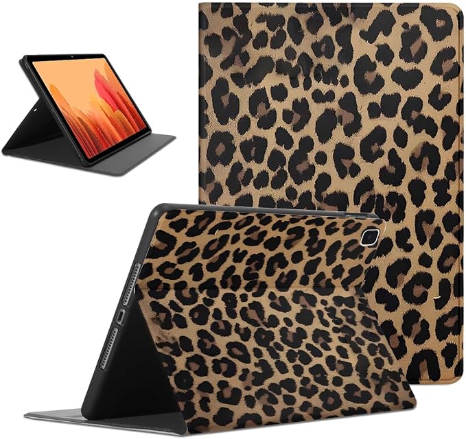 Cool Cheetah Print Tablet Case for Samsung Galaxy Tab A7 SM-T507/T505/T500 Case 10.4 2020 Fashion Aesthetic Leopard Pattern Cases for Girls BoysBlack Protective Cover Flip PU Leather Funda