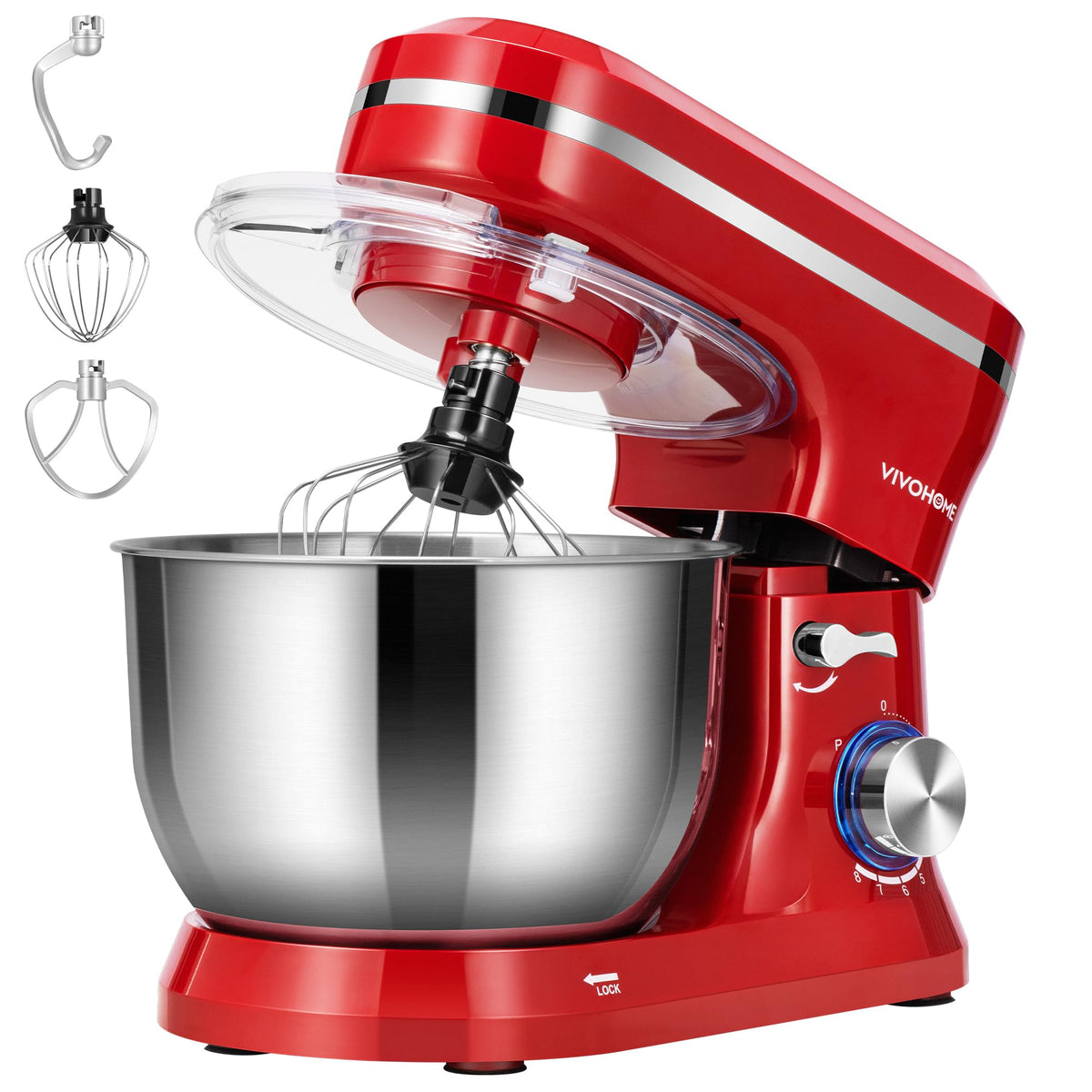 VIVOHOME 4.75 Quart Stand Mixer, 8 Speed Kitchen Electric Food Mixer, Household Stand Mixer for Baking, Cake, Bread with Beater, Dough Hook, Wire Whip and Egg Separator, Gray