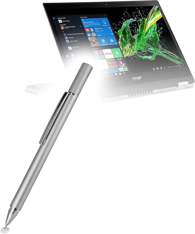 BoxWave Stylus Pen Compatible with Acer Spin 3 (SP314-53N) - FineTouch Capacitive Stylus Super Precise Stylus Pen - Metallic Silver